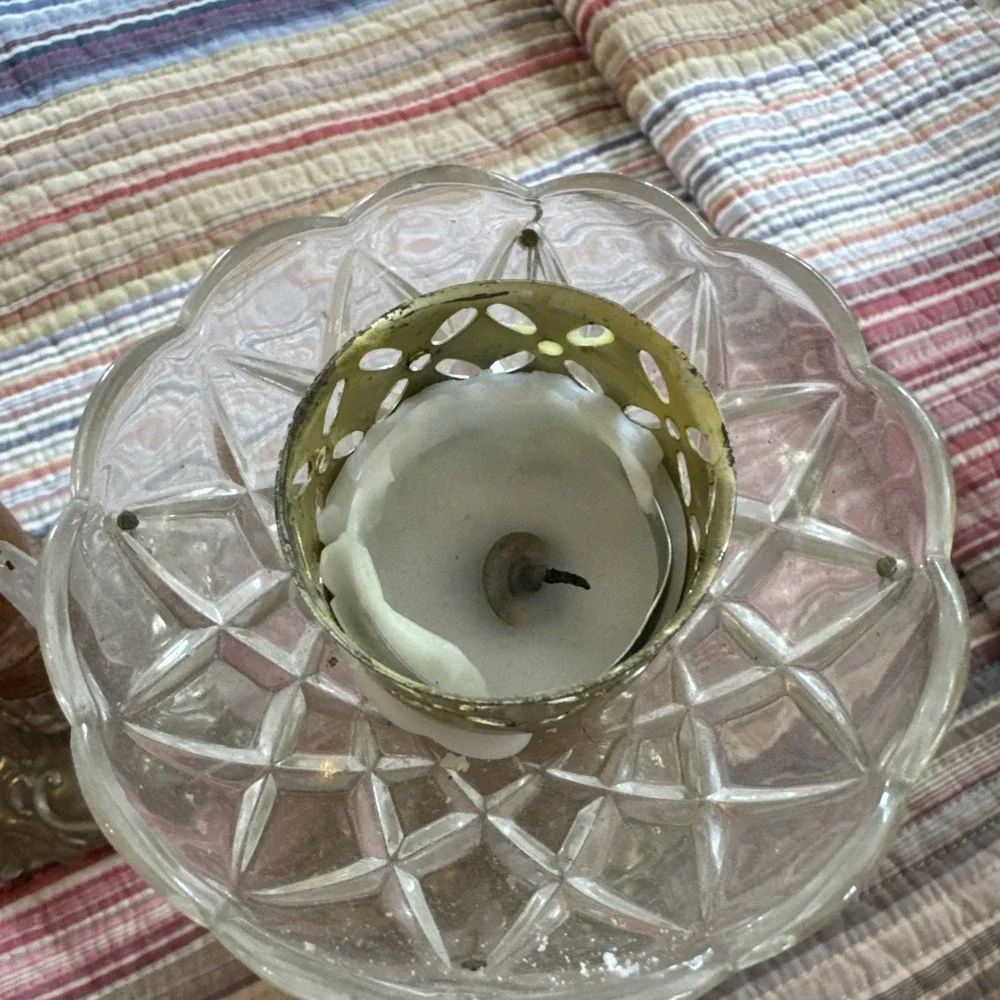 Pair Of Hedco Wood Metal Glass Candle Holders Parts Only Read
